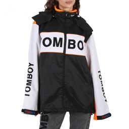 Ladies Black Oversized Parka With Hood, Brand Size 1