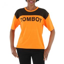 Ladies Orange/Black Jersey T-Shirt With Tomboy, Brand Size 0