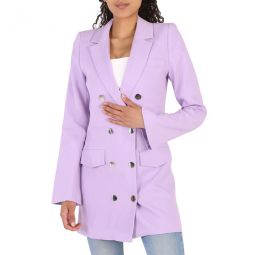 Ladies Purple Wool Double Breasted Long Coat, Brand Size 0