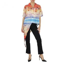 Ladies T-Shirt Multicolor Sunny Poplin Beach, Brand Size 0
