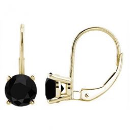 14k Yellow Gold Lever Back Earrings Gift For Women With 0.50 Carat (Black, I1-I2) Natural Black Diamonds
