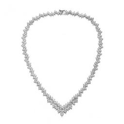 Sterling Silver Marquise Cubic Zirconia Cluster Necklace