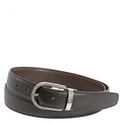 Reversible Leather Belt Saffiano-printed Black/Brown, Cut-to-size