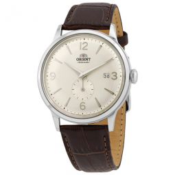 Bambino Automatic Beige Dial Brown Leather Mens Watch