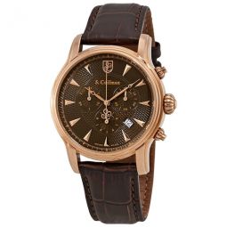 Chronograph Brown Dial Brown Leather Mens Watch