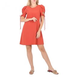 Ladies Red Puff Sleeve Dress, Brand Size 38 (US Size 4)