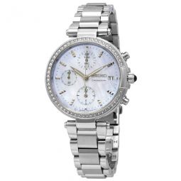 Chronograph Crystal White Mother of Pearl Dial Ladies Watch