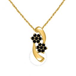 0.25 Carat Black Diamond Flower Shape Pendant Necklace For Women In 10K Solid Yellow Gold With 18 Gold Plated 925 Sterling Silver Box Chain