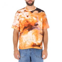 Mens Explosion Print Short Sleeve Cotton T-shirt, Size X-Small