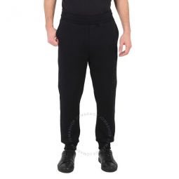 Mens Black Logo-Embroidered Cotton Track Pants, Size Medium
