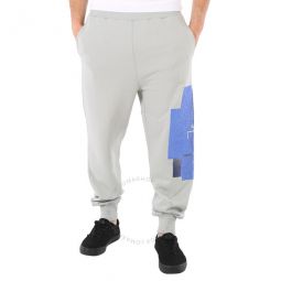 Mens Light Grey Brutalist Cotton Sweatpants, Size Medium