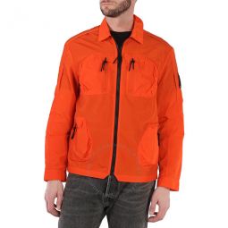 Rich Orange Pocket-Detail Utility Shirt Jacket, Size Medium