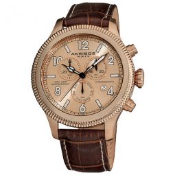 Akribos Ultimate Chronograph Rose Gold-Tone Mens Watch
