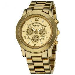 Akribos Ultimate GMT Multi-Function Gold Dial Ladies Watch