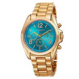 Multi-Function Blue Dial Yellow Gold-tone Ladies Watch