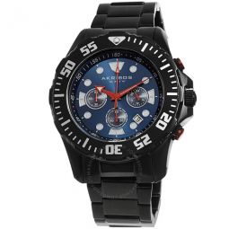 Blue Dial Black-plated Mens Watch