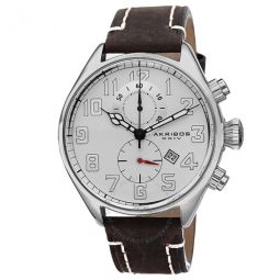Essential Chronograph white Dial Brown Leather Mens Watch