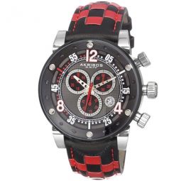 Explorer Chronograph Black Dial Checkered Leather Mens Watch