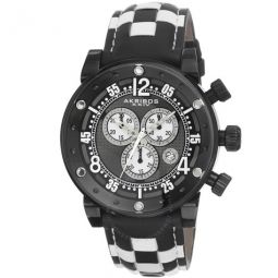 Explorer Chronograph Steel Black and White Checkered Leather Strap Watch