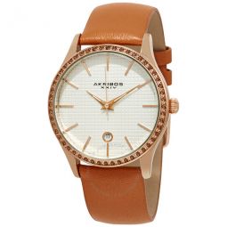 Silver Dial Tangerine Leather Ladies Watch
