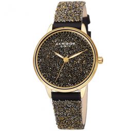 Swarovski Crystal Fabrics Quartz Gold Dial Ladies Watch