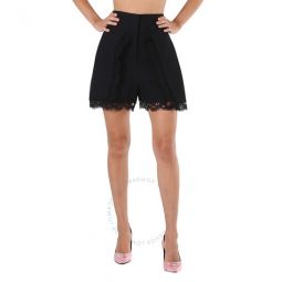 Ladies Black Shorts With Lace Inserts, Brand Size 38 (US Size 6)