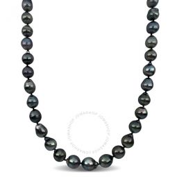 8-10mm Black Tahitian Cultured Pearl Necklace In Sterling Silver