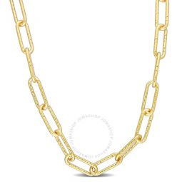 6mm Fancy Paperclip Chain Necklace In Yellow Plated Sterling Silver, 16 In