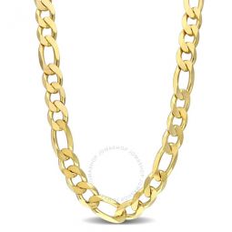 14.5mm Figaro Chain Necklace In Yellow Plated Sterling Silver, 24 In