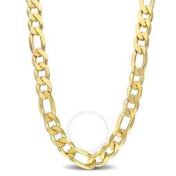 14.5mm Figaro Chain Necklace In Yellow Plated Sterling Silver, 22 In