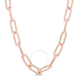 6mm Paperclip Chain Necklace In Rose Plated Sterling Silver, 16 In