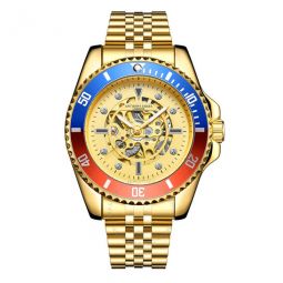 Skeleton Sports Gold-tone Dial Mens Watch