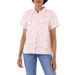 Ladies Marina Floral Print Linen Shirt, Brand Size 42 (US Size 10)