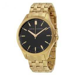 Black Dial Gold-plated Mens Watch