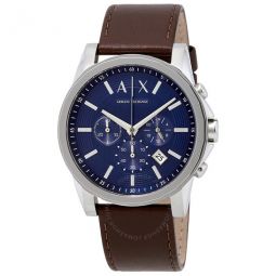 Chronograph Blue Dial Brown Leather Mens Watch