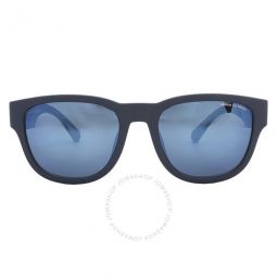 Dark Blue Mirrored Blue Square Mens Sunglasses