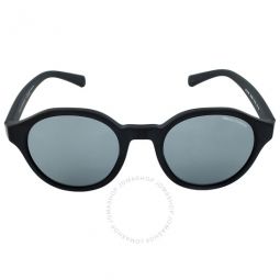 Gray Mirrored Black Round Mens Sunglasses