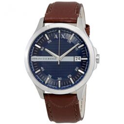 Navy Dial Brown Leather Mens Watch