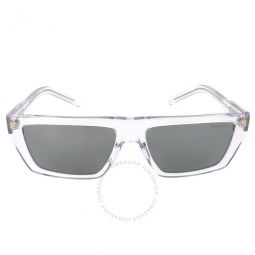 Grey Mirror Silver Rectangular Mens Sunglasses