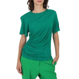 Green Short-sleeve Gatherside Viscose T-shirt, Brand Size 38 (US Size 4)