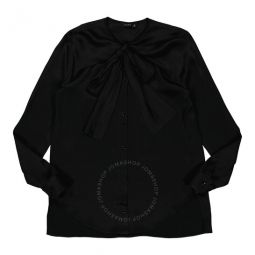 Ladies Black Cross Neckline Shirt, Brand Size 34 (US Size 0)