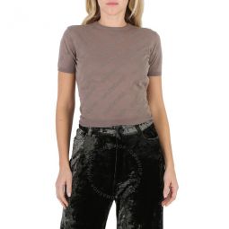 All-Over Logo Cropped Knitted Top, Size X-Small