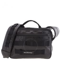 Black Leather Army Pouch Shoulder Bag