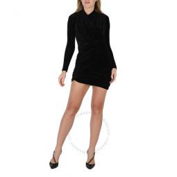 Black Velvet Jersey Draped Mini Dress, Brand Size 34 (US Size 0)