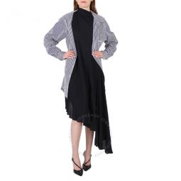 Ladies Black Twisted Layered Shirt-effect Asymmetric Dress, Brand Size 34 (US Size 0)