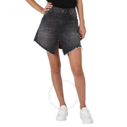 Ladies Cotton Denim Cut-Up Mini Skirt, Brand Size 36 (US Size 6)