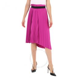 Ladies Pink Asymmetrical Draped Pleated Skirt, Brand Size 36 (US Size 4)