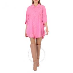 Ladies Pink Wrinkled Effect Minimal Logo Print Shirt, Brand Size 36 (US Size 2)