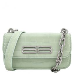 Light Green Croc-Embossed Leather XS Gossip Bag