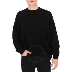 Mens Black Cashmere Knit Sweater, Size Medium